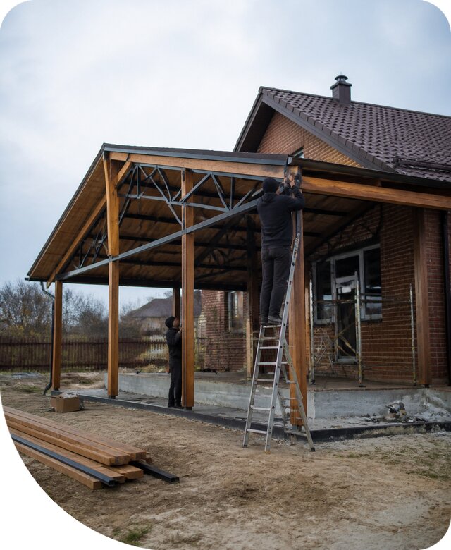 Пристройка навеса к дому и участку в Ногинске под ключ